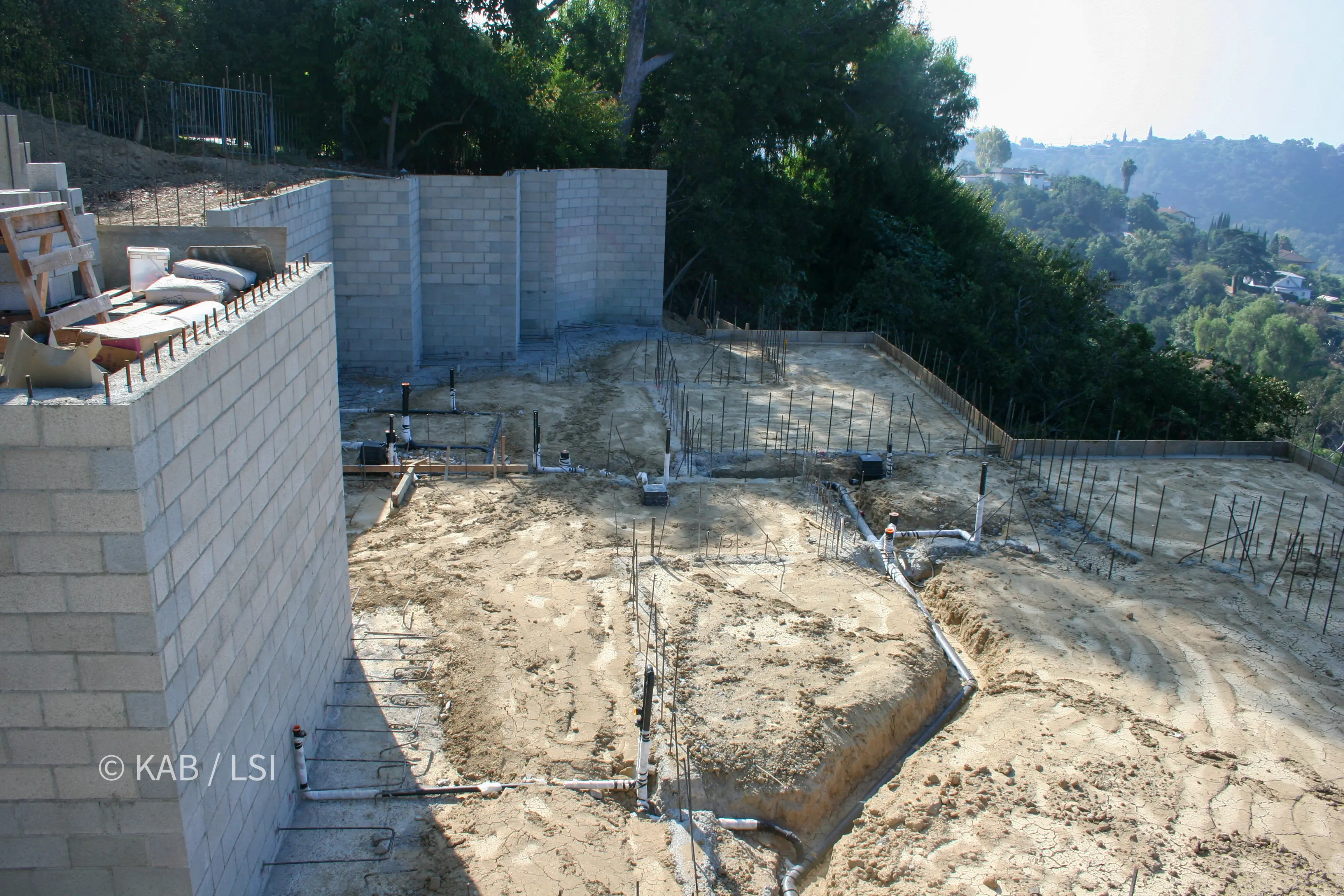 Creating a level building pad on a steep hillside lot in La Habra Heights