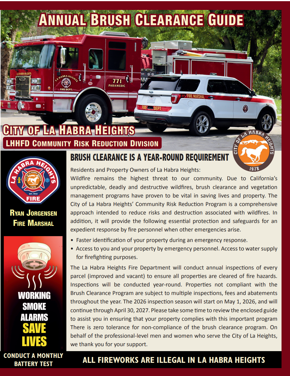 City of La Habra Heights 2026 Annual Brush Clearance Guide — official brochure