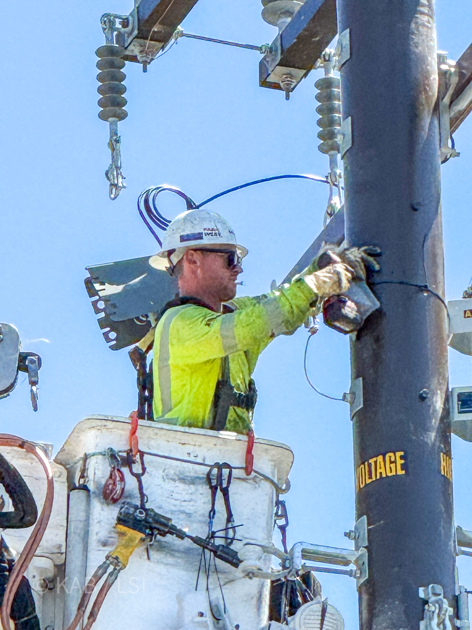 SCE wildfire prevention utility lineman work La Habra Heights