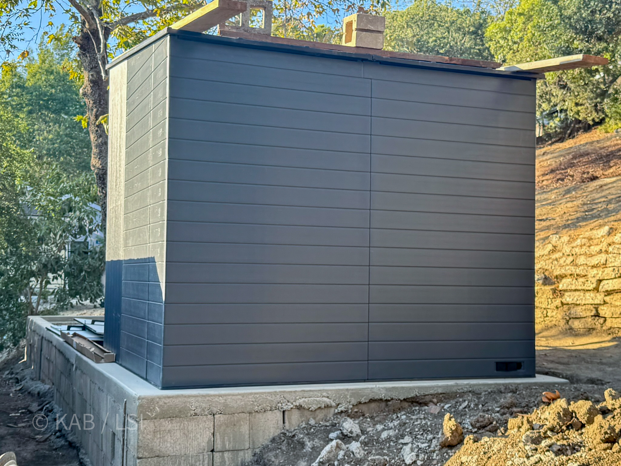 Finished outbuilding on concrete slab