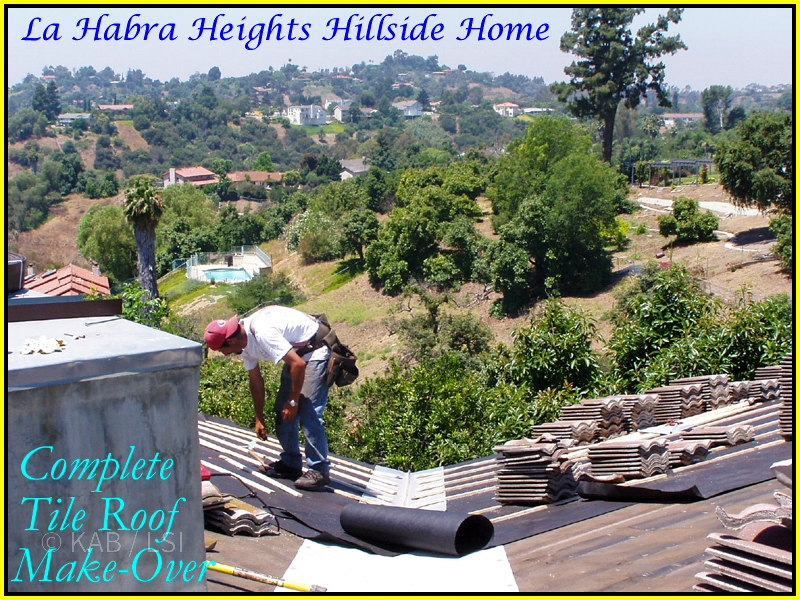 La Habra Heights hillside home tile roof restoration with valley view