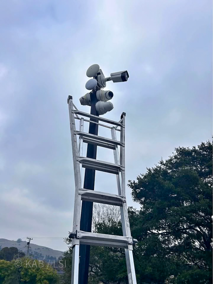 Multi-camera security array on pole — client property La Habra Heights